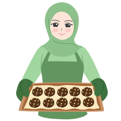 عکس دوربری زنی که در حال پختن شیرینی های خوشمزه خانگی است