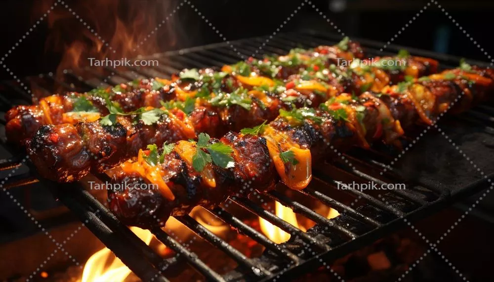 عکس کباب خوشمزه و لذیذ بر روی سیخ برای مهمانی باربیکیو