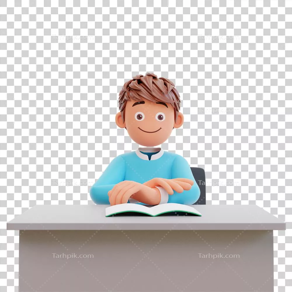 عکس دوربری دانشجوی جوان جدی در حال مطالعه کتاب برای آمادگی در امتحان
