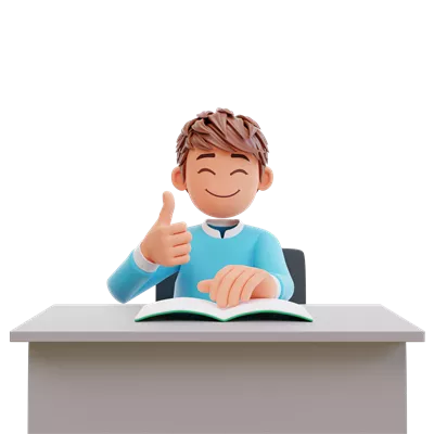 عکس دوربری تصویری از یک پسرک دوست داشتنی با حالت thumbs up در یک تصویر سه بعدی