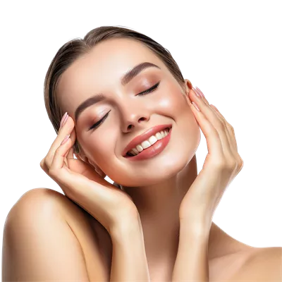 عکس دوربری زنی زیبا با پوستی تمیز و لبخندی دلنشین در محیطی طبیعی