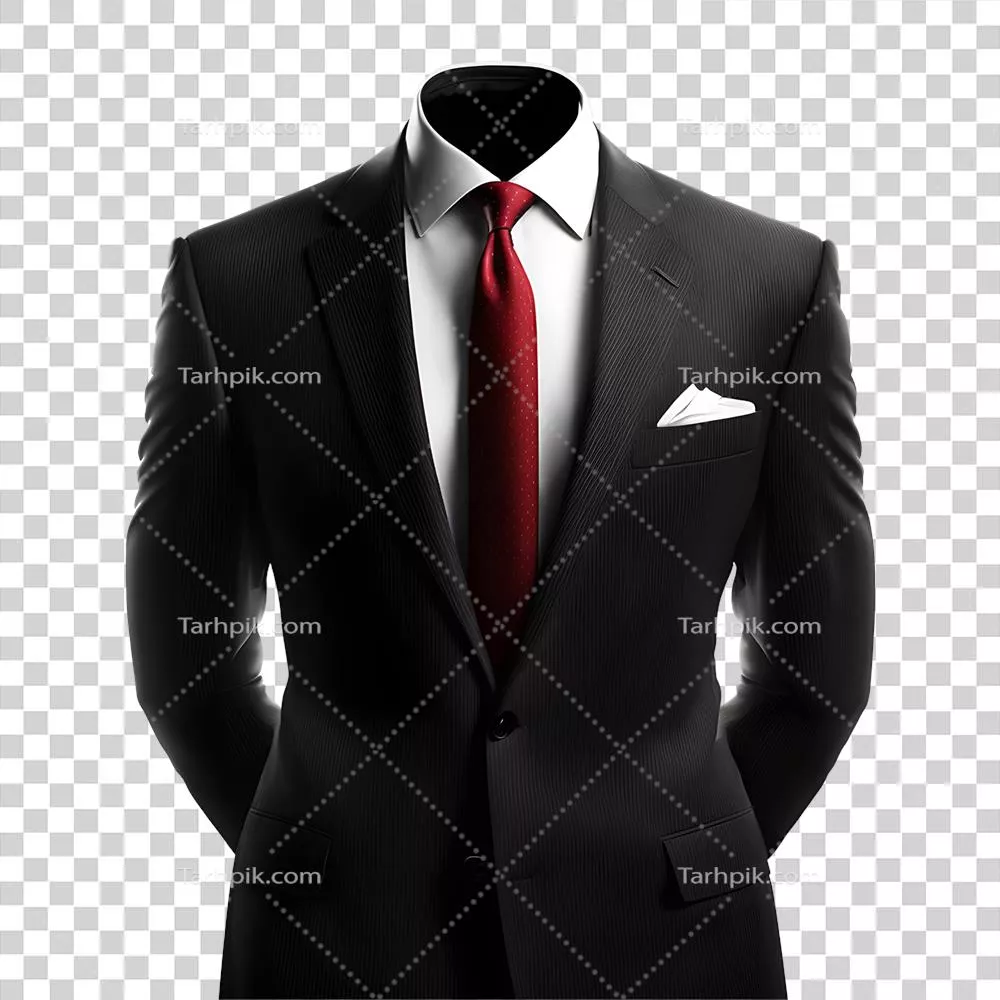 عکس دوربری مدل کت و شلوار با طراحی خاص بر روی پس زمینه شفاف