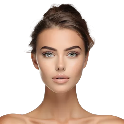 عکس دوربری دختری زیبا با پوستی تمیز و سالم در پس زمینه ای شفاف و روشن