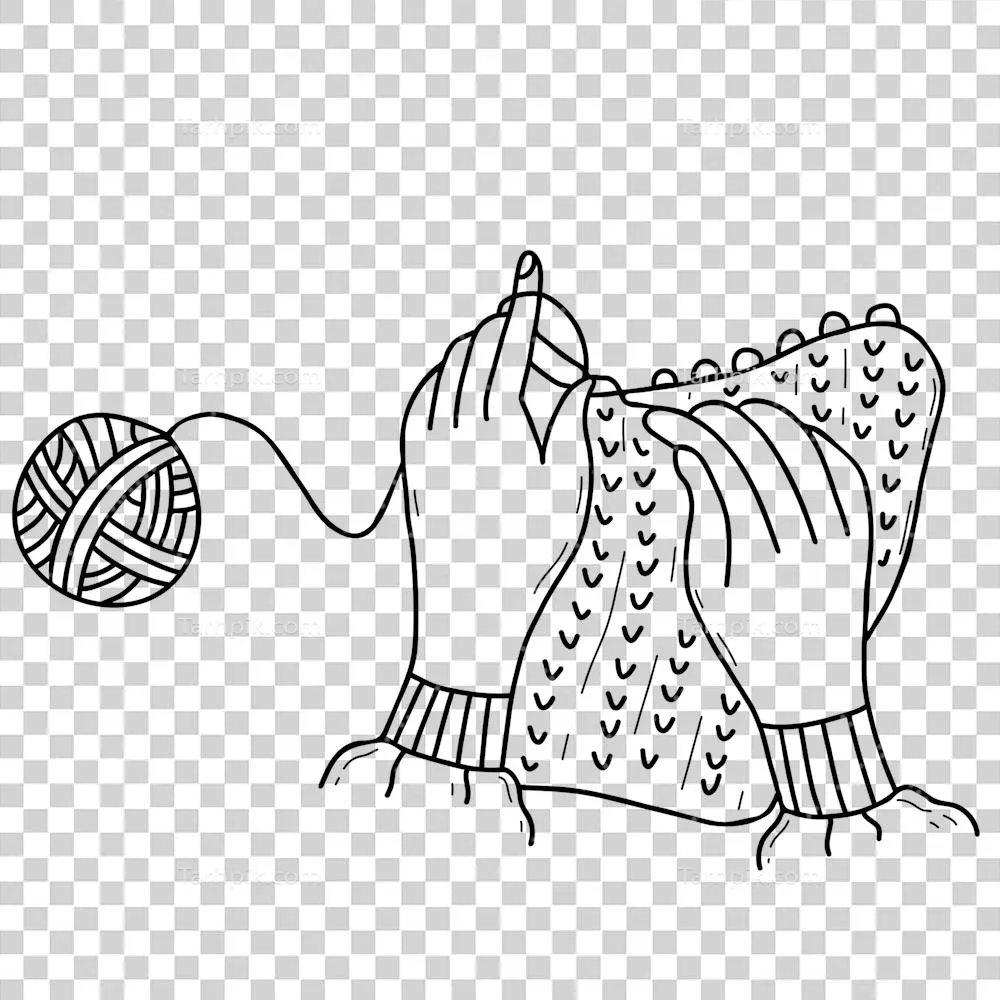 عکس دوربری نقاشی دست کشیده و ساده از بافتنی به سبک دندانه ای
