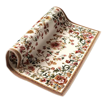 عکس دوربری فرش گلدار با طراحی زیبا و الگوهای پیچیده که به دکوراسیون جذابیت می بخشد