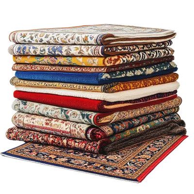 عکس دوربری مجموعه ای از فرهای رنگارنگ زیبا برای فروش در نمایشگاه