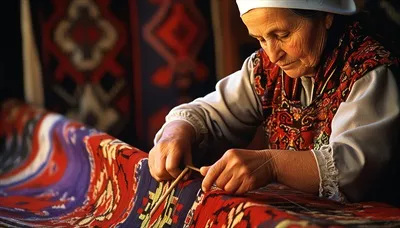 عکس میز رنگارنگ با نقاشی های زیبا و متنوع بر روی آن