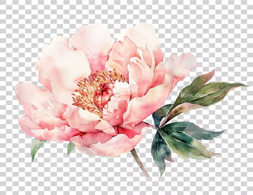 عکس دوربری گل زیبای صورتی کمرنگ با طراحی آبرنگی برای مراسم عروسی و دعوتنامه