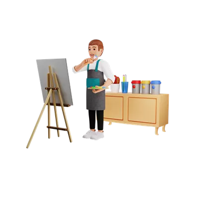 عکس دوربری تصویری جذاب از یک هنرمند جوان مرد در قالب کاراکتر سه بعدی انیمیشنی