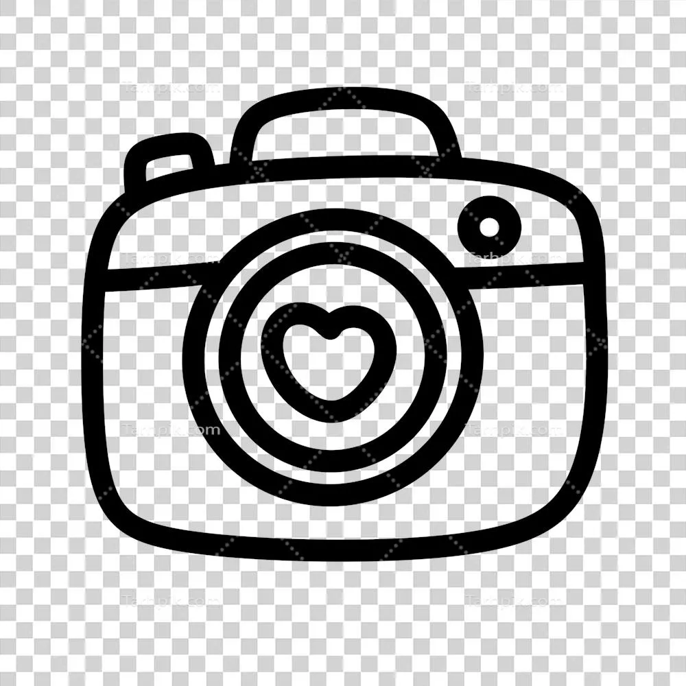 عکس دوربری نماد دوربین با طراحی قلبی برای نشان دادن عشق به عکاسی