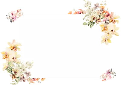 عکس دوربری تصویر زیبا و هنری از قاب گل های آبرنگی برای طراحی های خلاقانه