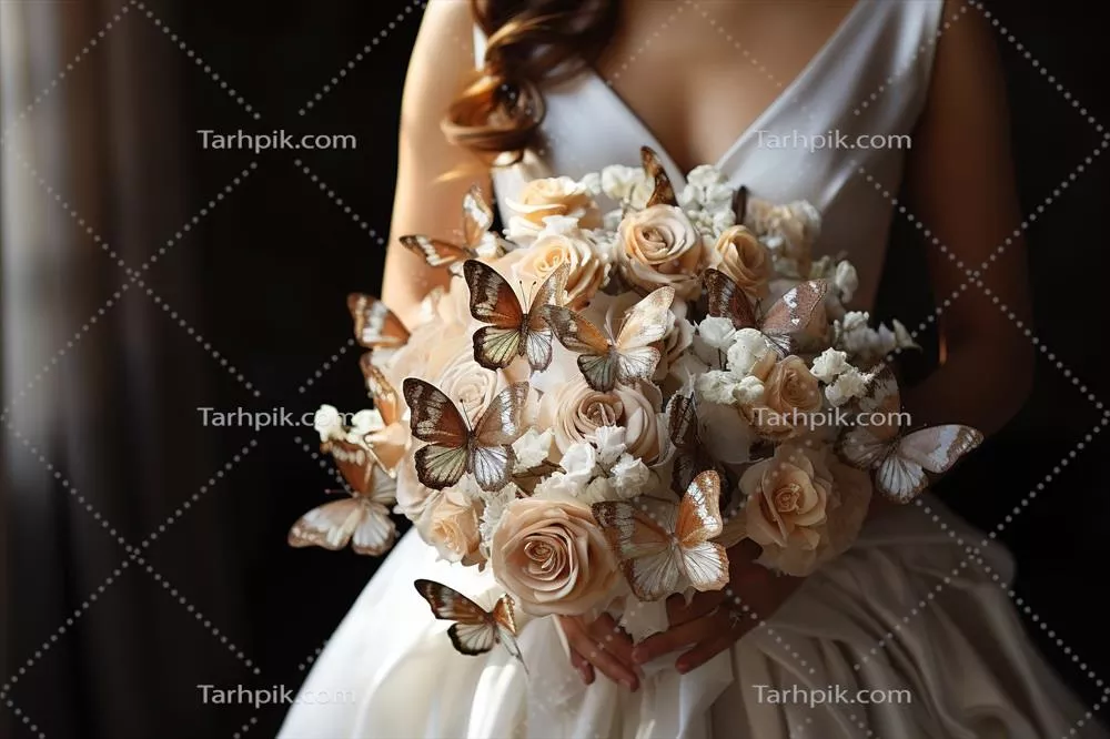 عکس ترکیب زیبا و مدرن گل های پروانه ای برای مراسم عروسی