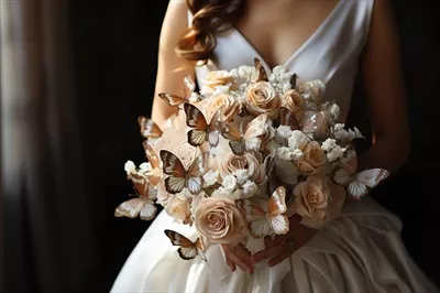 عکس ترکیب زیبا و مدرن گل های پروانه ای برای مراسم عروسی