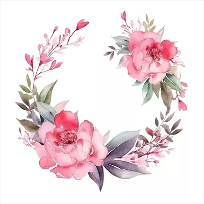 عکس تصویری زیبا از حلقه گل آبرنگی با طراحی خلاقانه و هنری