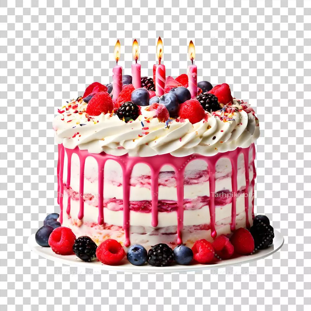 عکس دوربری کیک تولد با طراحی زیبا و شفاف برای استفاده در پروژه های مختلف