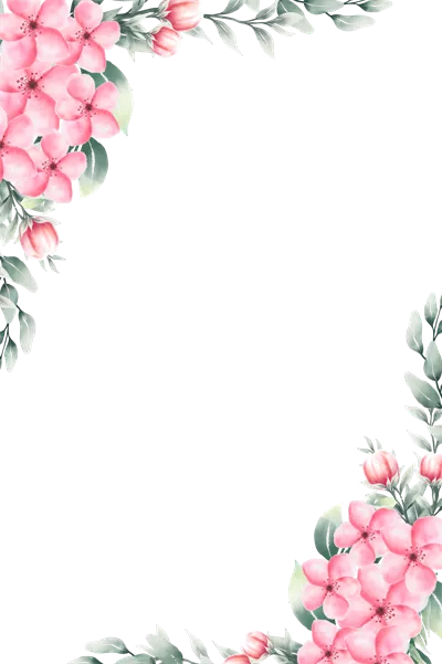 عکس دوربری قاب گل صورتی آبرنگی زیبا برای طراحی و تزئینات هنری