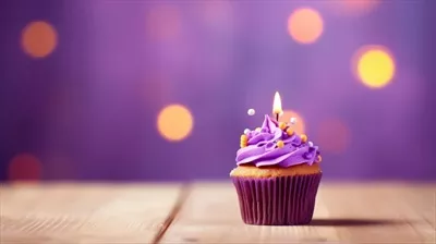 عکس پس زمینه تولد شاد با تصویر کیک کاپ کیک و طراحی هوش مصنوعی