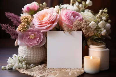 عکس کارت تبریک زیبا با تزئین شمع و گل برای مناسبت های خاص