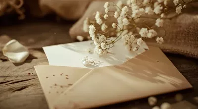 عکس کارت عروسی ساده و شیک با طراحی هوش مصنوعی و رنگ های ملایم