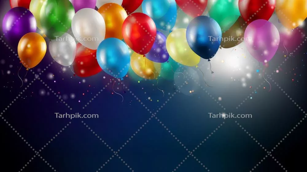 عکس تصویری زیبا از پس زمینه جشن تولد با بادکنک های رنگارنگ و طراحی خلاقانه