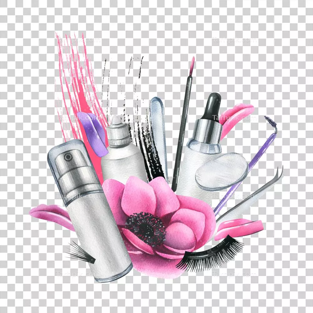 عکس دوربری ابزارها و لوازم آرایشی برای اکستنشن و لمینت مژه با طراحی زیبا