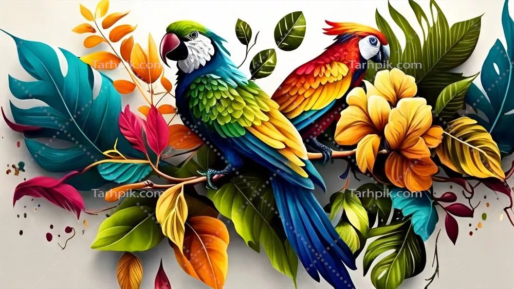 عکس پرندگان گرمسیری رنگارنگ و گل های عجیب و غریب با استفاده از هوش مصنوعی