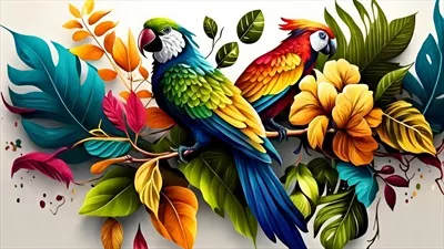 عکس پرندگان گرمسیری رنگارنگ و گل های عجیب و غریب با استفاده از هوش مصنوعی