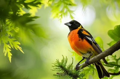 عکس پرنده ای زیبا در حال نشستن بر روی شاخه ای در دل جنگل