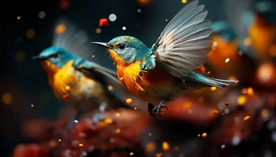 عکس پرنده ای رنگارنگ و زنده که بر روی شاخه ای در فضای باز نشسته است