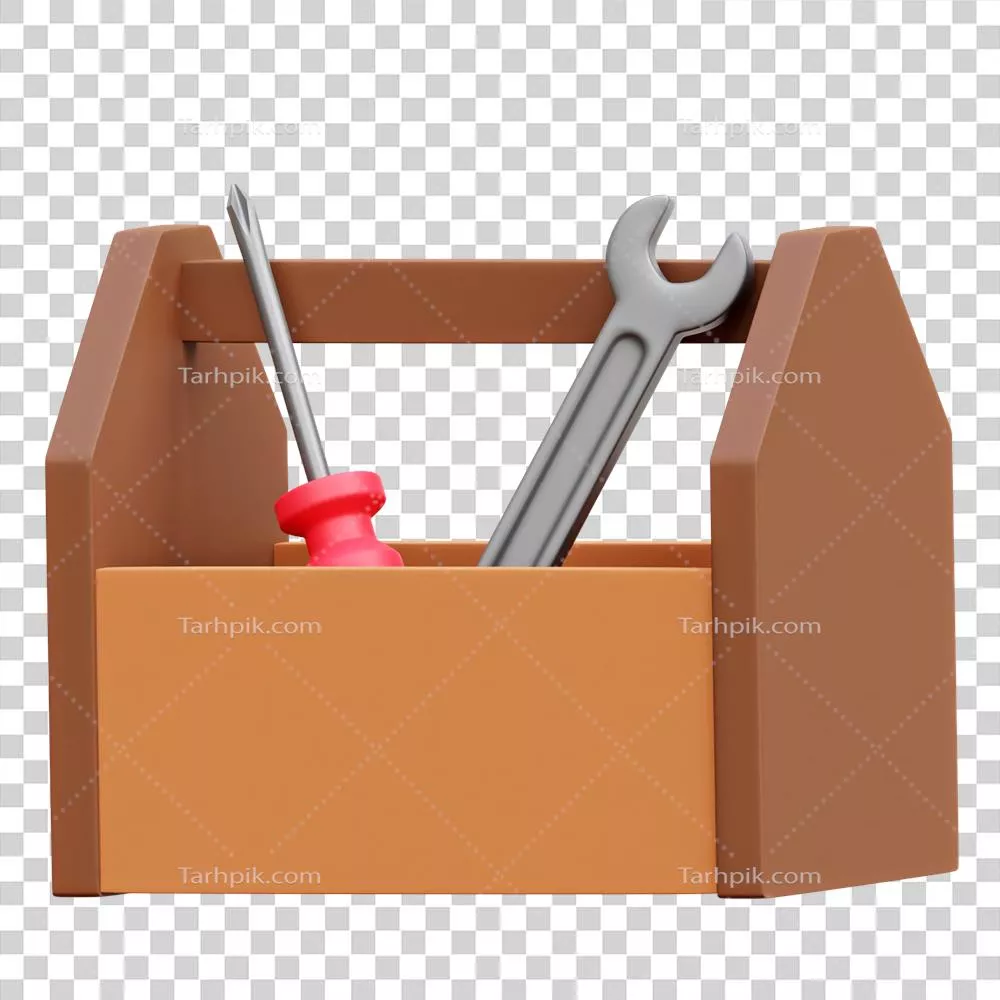 عکس دوربری تصویر سه بعدی جعبه ابزار با طراحی جذاب و مدرن