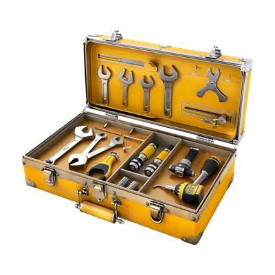 عکس دوربری جعبه ابزار متنوع با طراحی خاص بر روی پس زمینه شفاف