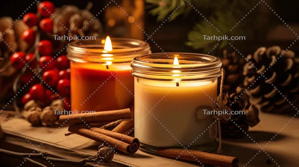 عکس فضای دلنشین پاییزی با شمع های دست ساز سویا و حس آرامش