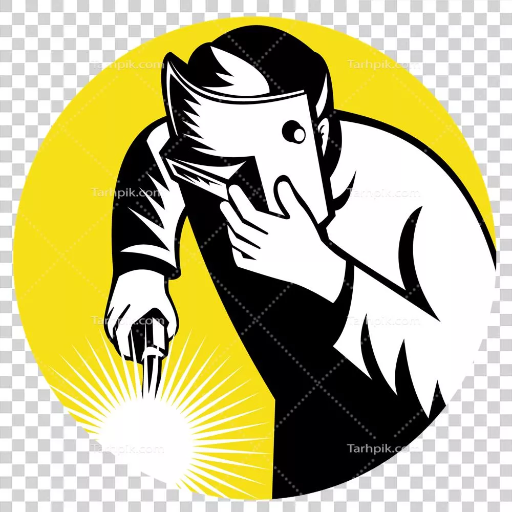 عکس دوربری کارگر جوشکار در حال کار با تجهیزات جوشکاری در محیطی صنعتی