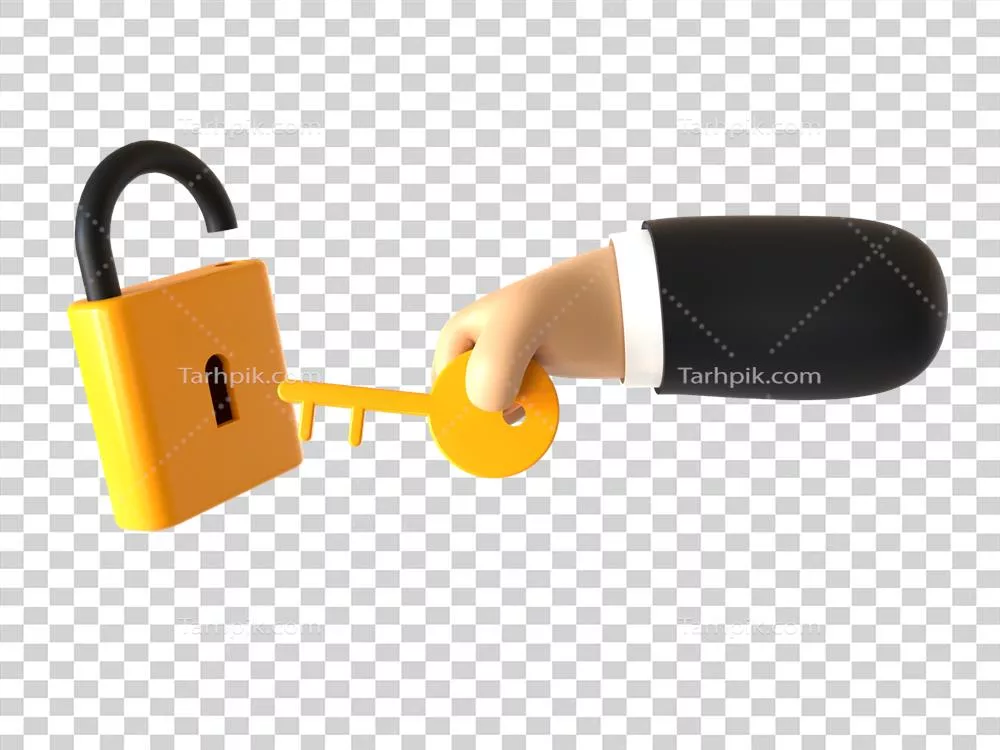 عکس دوربری طراحی سه بعدی قفل بازشونده با دست برای رابط کاربری و تجربه کاربری