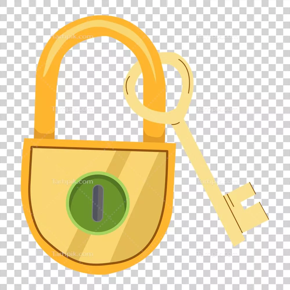 عکس دوربری آیکون قفل و کلید به سبک مسطح برای نمایش امنیت و حفاظت
