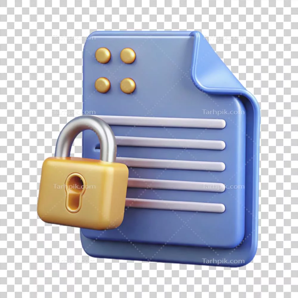 عکس دوربری آیکون مستندات سیاست حفظ حریم خصوصی با قفل و کلید در طراحی خلاقانه