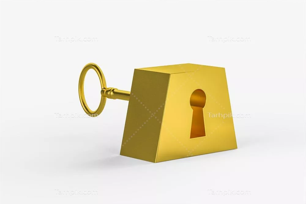 عکس تصویری از کلید و قفل با طراحی سه بعدی و پس زمینه جذاب