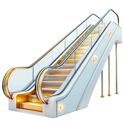 عکس دوربری پله برقی شیشه ای مدرن با طراحی زیبا و نوارهای نقره ای