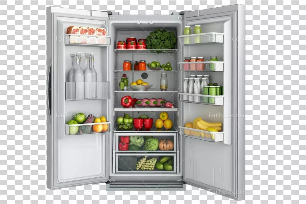 عکس دوربری یخچال فریزر با پس زمینه شفاف و طراحی مدرن و کاربردی
