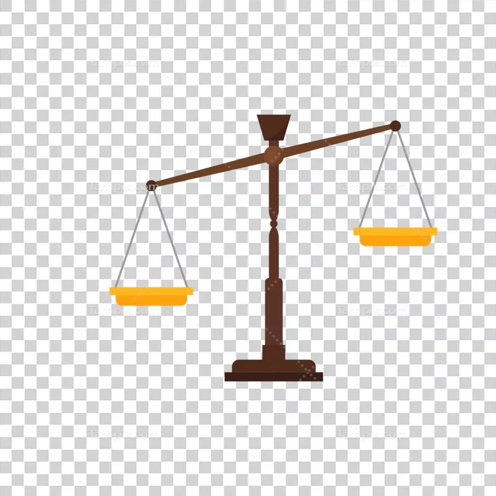 عکس دوربری تصویری از ترازوی عدالت به سبک مسطح و مدرن