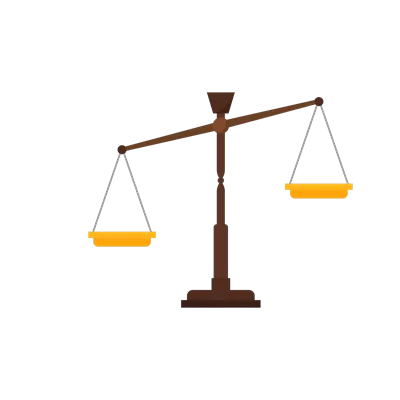 عکس دوربری تصویری از ترازوی عدالت به سبک مسطح و مدرن