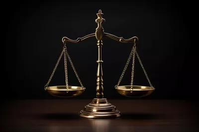 عکس نماد مقیاس عدالت: نمادی برجسته از قانون و انصاف در تاریکی