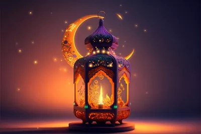 عکس تصویری سه بعدی از فانوس ویژه ماه رمضان با طراحی زیبا و جذاب
