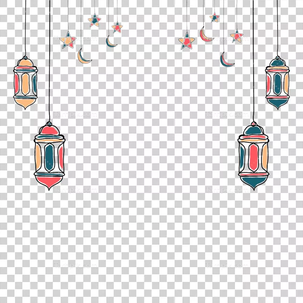 عکس دوربری طراحی تزئینی ویژه ماه رمضان با ستاره ها و ماه و فانوس