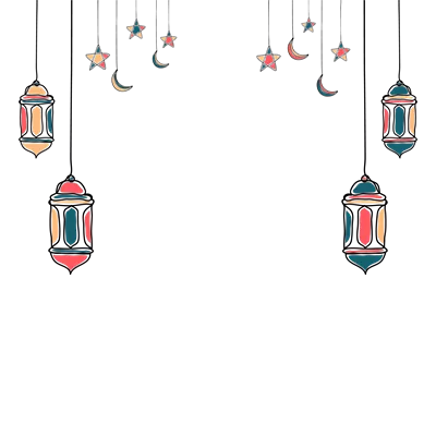 عکس دوربری طراحی تزئینی ویژه ماه رمضان با ستاره ها و ماه و فانوس