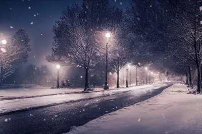عکس تصویری زیبا از طوفان برفی در شب با طراحی دیجیتال خیره کننده