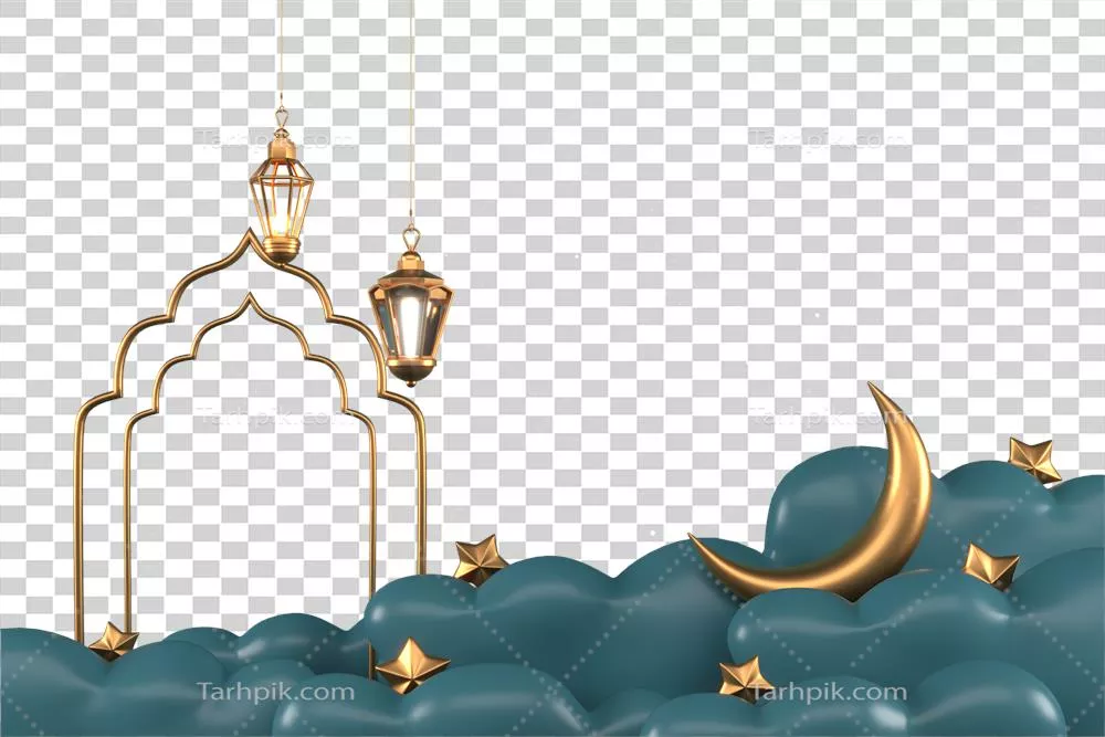 عکس دوربری عناصر تبریک ماه رمضان با طراحی اسلامی و تزئینات زیبا