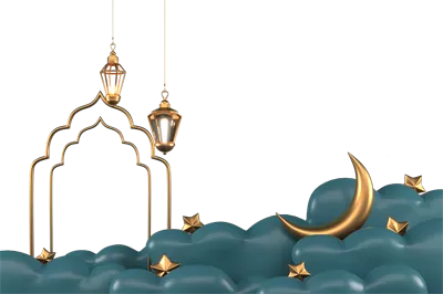 عکس دوربری عناصر تبریک ماه رمضان با طراحی اسلامی و تزئینات زیبا