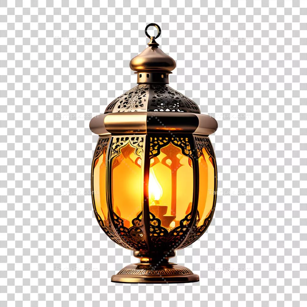 عکس دوربری چراغ رمضان اسلامی با طراحی هوش مصنوعی در پس زمینه شفاف