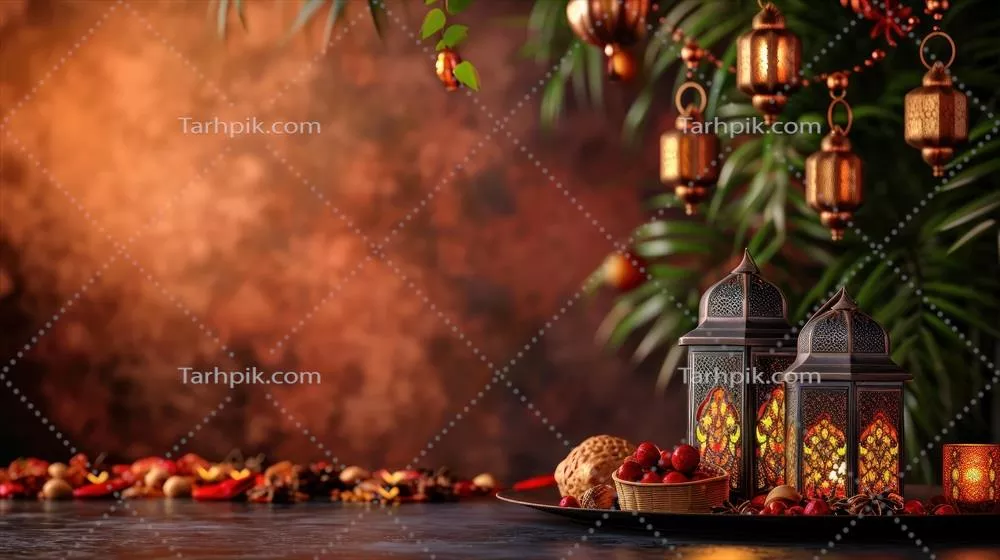 عکس فریم پس زمینه ای زیبا برای ماه رمضان با فضای خالی برای متن